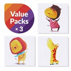 Canvas Wall Art Zoo Animal 5.9"x 5.9" Set of 3